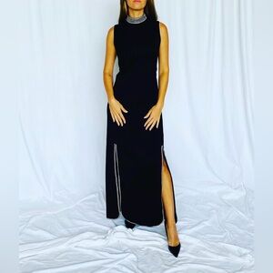 Vintage 1960s Lord & Taylor black wool dress with rhinestones